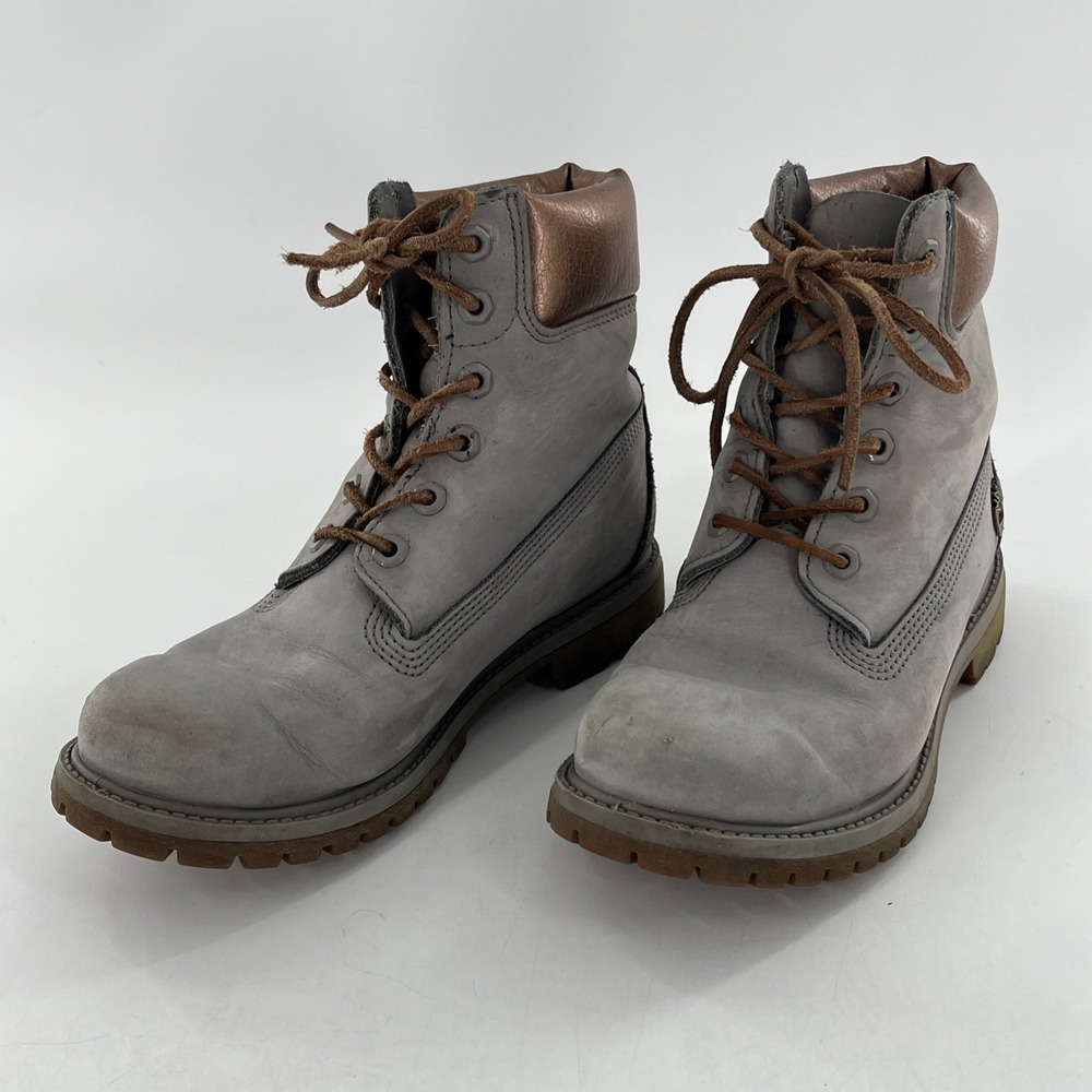 Timberland Premium 6"  Womens Boot 7.5 M Grey Silver Rose Gold Metallic - Picture 4 of 16